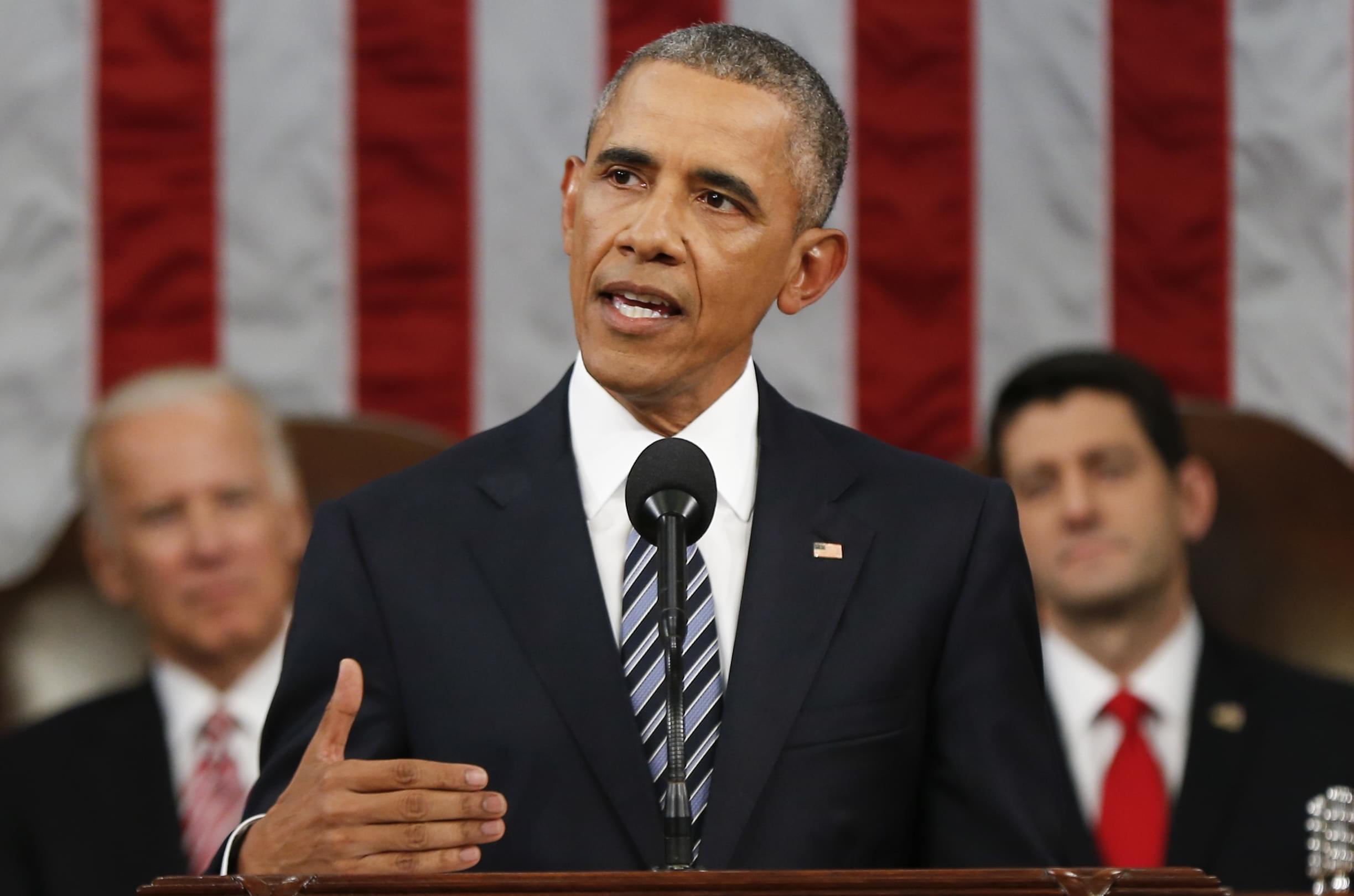 President Barack Obama delivering his State of the Union address on Tuesday, Jan. 12, 2016.