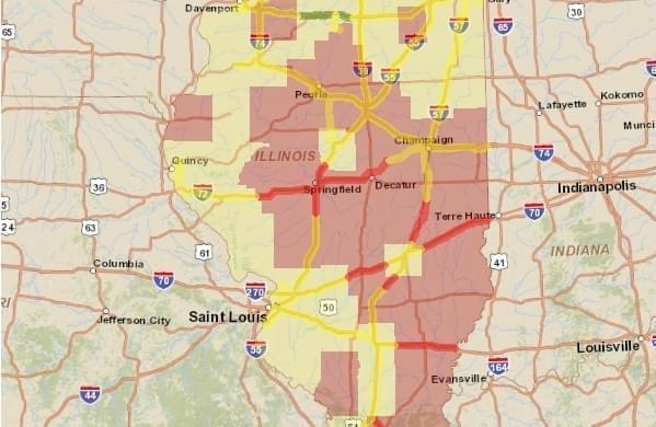Illinois Department of Transportation map of winter highway conditions in the state.