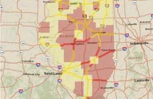 Illinois Department of Transportation map of winter highway conditions in the state.