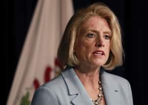 In this June 10, 2015 file photo, Illinois state Comptroller Leslie Munger speaks at a news conference in Chicago