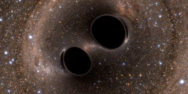 Image of binary black holes about to collide.