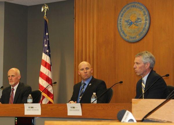 Randy Peterson (middle) debates fellow candidates Jim Acklin (left) and Brad Halbrook for Illinois' 102nd District House race at the Champaign City Building February 17.