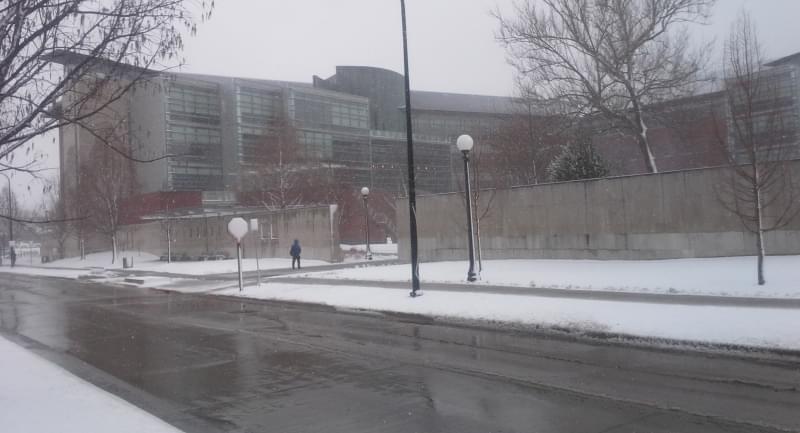 Seibel Hall at the University of Illinois during Wednesday's snowstorm.
