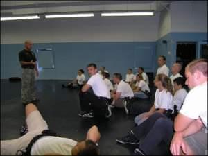 Michael Schlosser oversees a training session for police officers.
