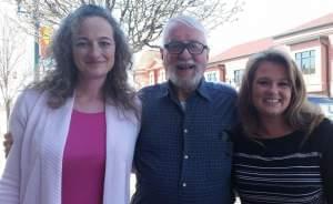 Jack McCullough enjoys his first moments of freedom in nearly five years with stepdaughter Janey O'Connor, left, and Crystal Harrolle, an investigator who helped find information he used to pursue his release.