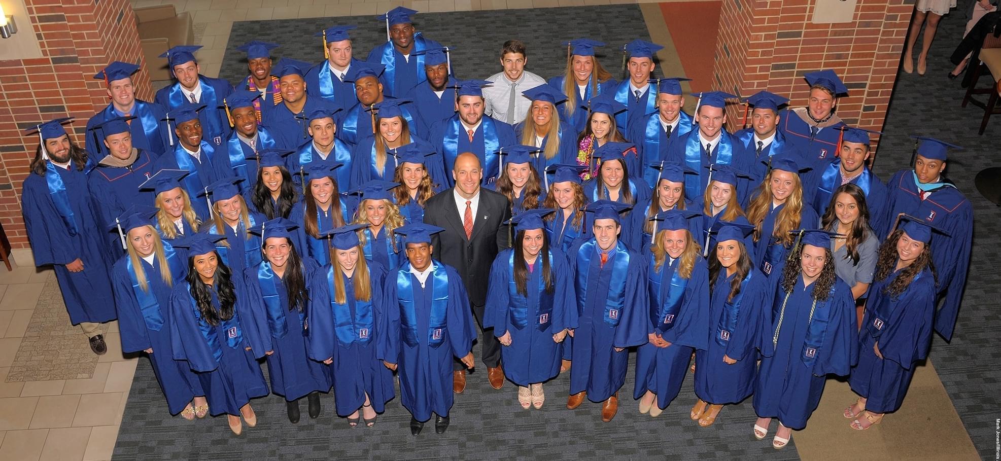 U of I Athletic Director Josh Whitman and student-athletes in the 2016 graduating class.