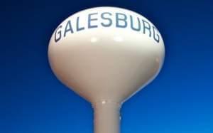 A water tower in Galesburg, IL.