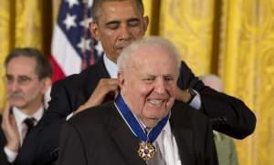 Former Illinois Rep. Abner Miva receives the Presidential Medal of Freedom from President Barack Obama during a ceremony in the East Room of the White House in Washington in 2014. Mikva, a former congressman, Illinois legislator, federal appellate ju