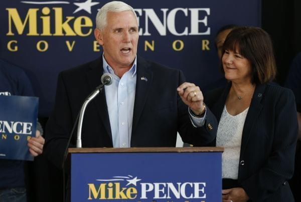  In this May 11, 2016 file photo, Indiana Gov. Mike Pence, alongs with his wife Karen, right, launches his campaign for re-election during an event in Indianapolis. Republican Donald Trump has narrowed down his vice presidential shortlist to a handfu