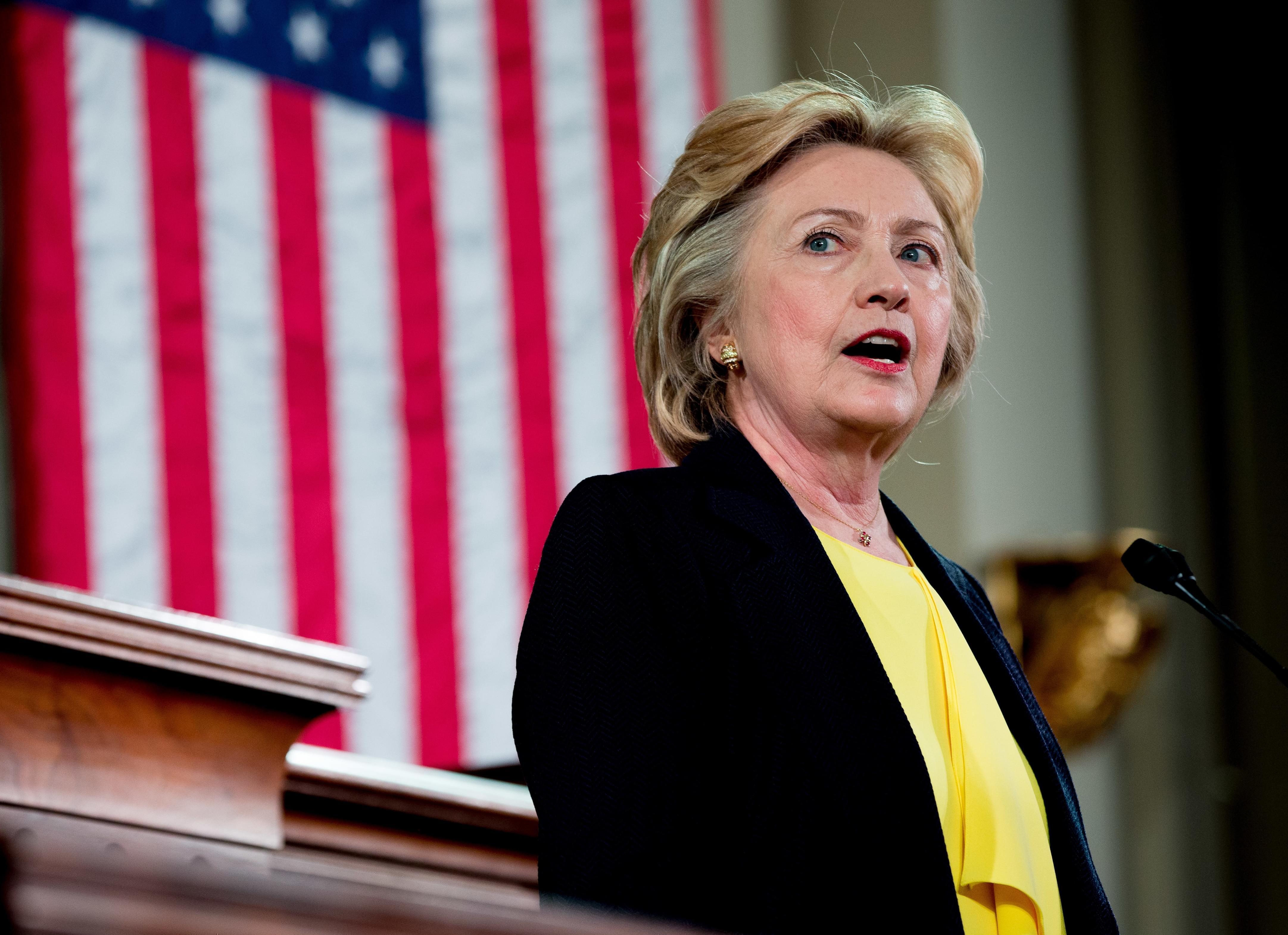 Hillary Clinton at the Old State Capitol in Springfield.