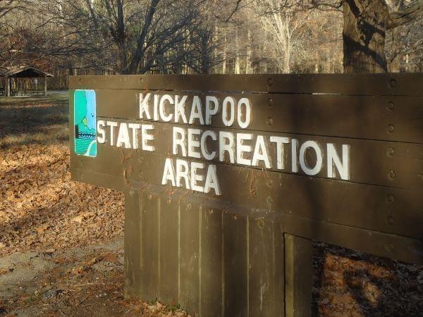 Entrance sign to the Kickapoo State Recreation Area.