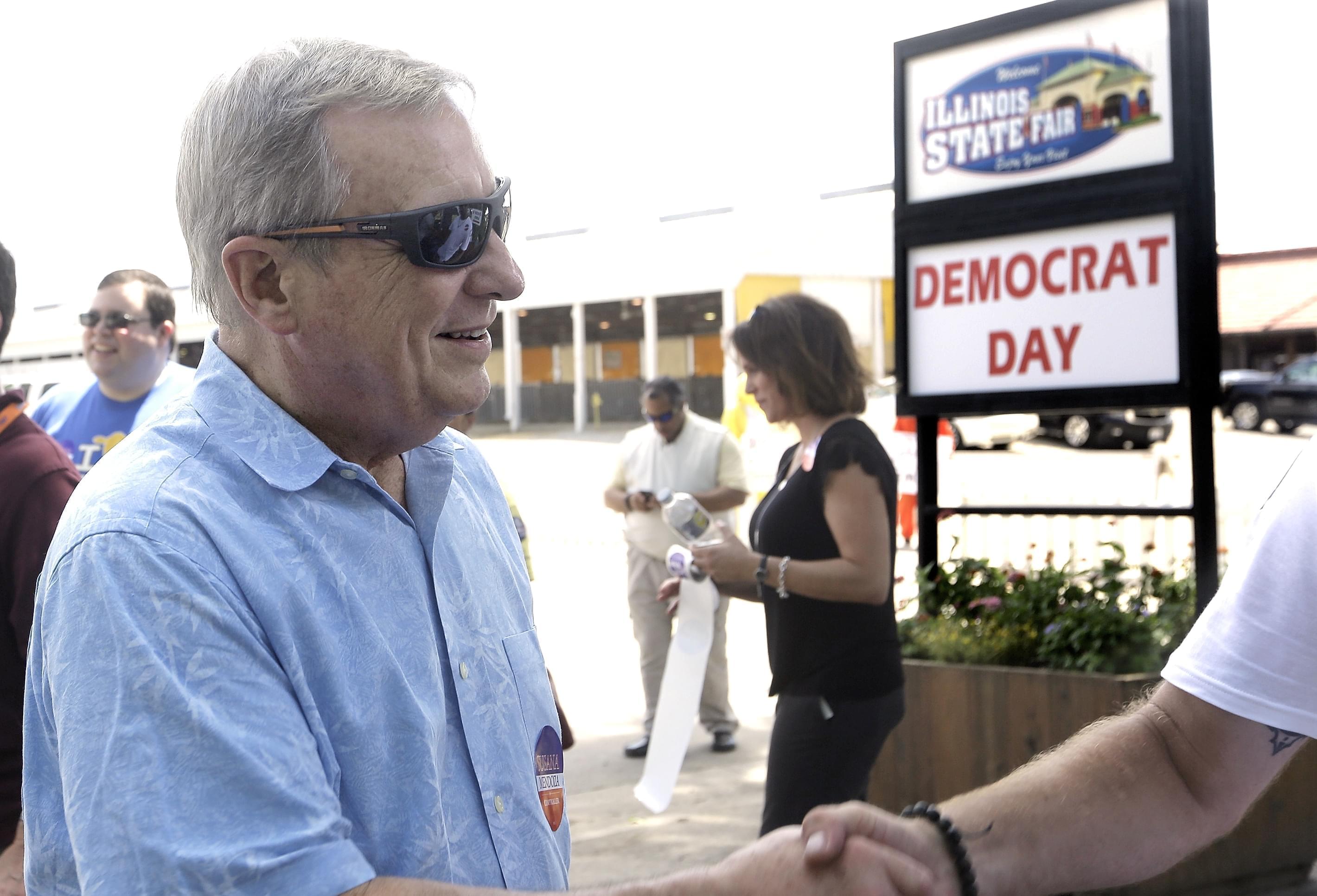 Illinois U.S. Sen. Dick Durbin participates in a political rally during Democrats Day at the Illinois State Fair Thursday, Aug. 18, 2016, in Springfield, Ill.