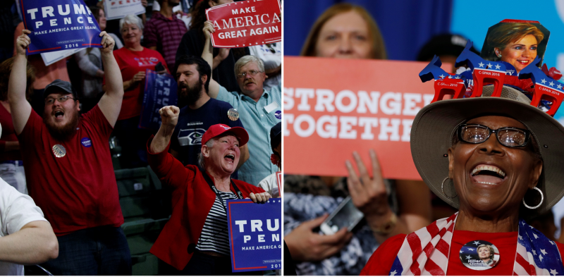 Trump supporters, Clinton supporters