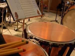 Tympani drums and sheet music