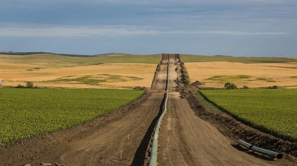 View of the Dakota Access Pipeline being installed near New Salem, North Dakota.