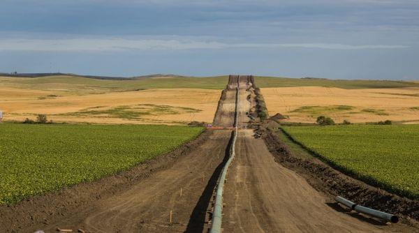 View of the Dakota Access Pipeline being installed near New Salem, North Dakota. 