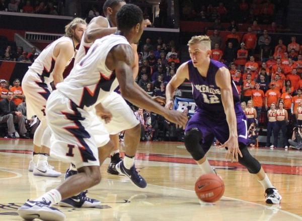 St. Joseph-Ogden graduate Nate Michael, playing for McKendree University against Illinois on Tuesday night. 