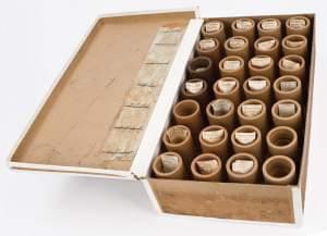 A box of wax cylinder recordings found by Archephone contributor Michael Devecka, produced at the 1897 Methodist camp meeting in Ocean Grove, New Jersey.