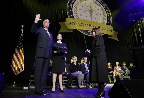 Eric Holcomb is sworn in as Indiana's governor in Indianapolis. 