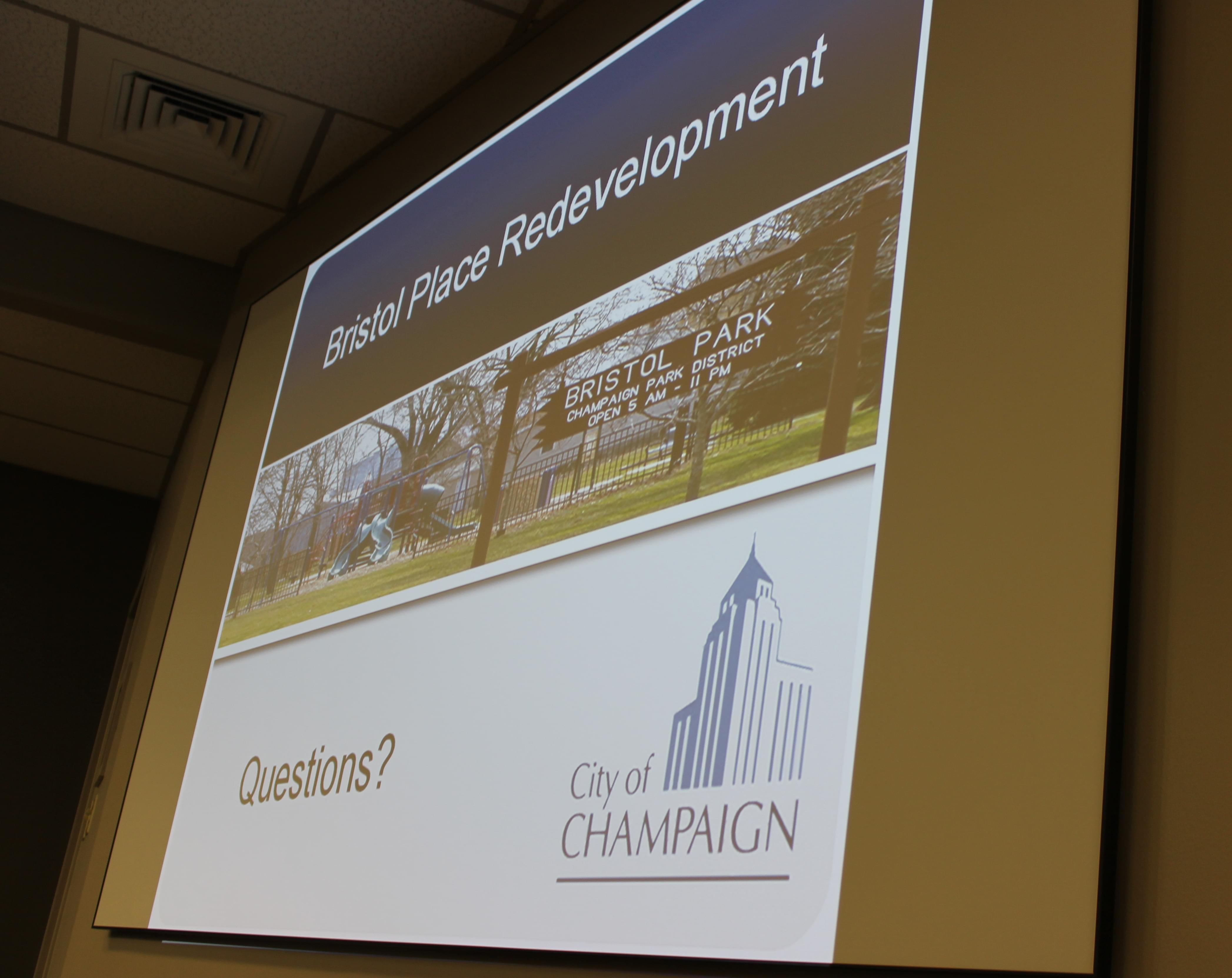 Graphic from Champaign Neighborhood Services Department's presentation on Bristol Place at Tuesday's Champaign City Council meeting.
