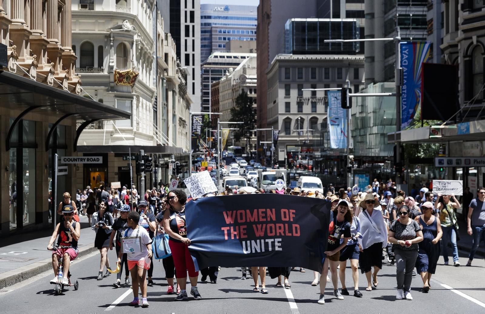 Protesters demonstrate against new U.S. President Donald Trump in Sydney, Australia.