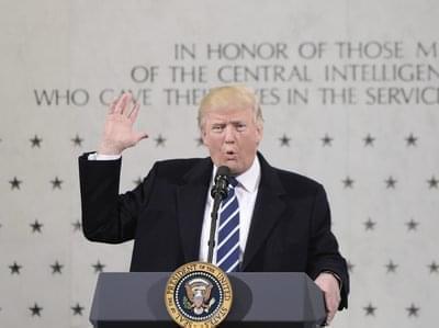 President Trump speaking at CIA headquarters
