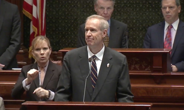 Gov. Bruce Rauner at the 2017 State of the State address.