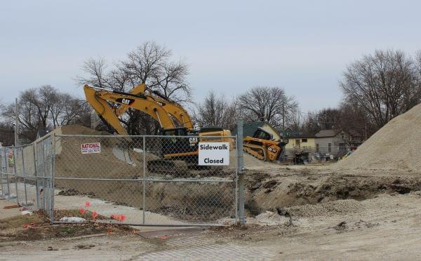 Construction equipment at the 5th and Hill manufactured gas plant site in Champaign.
