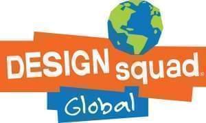 Orange and blue rectangles with globe as the Design Squad Global logo