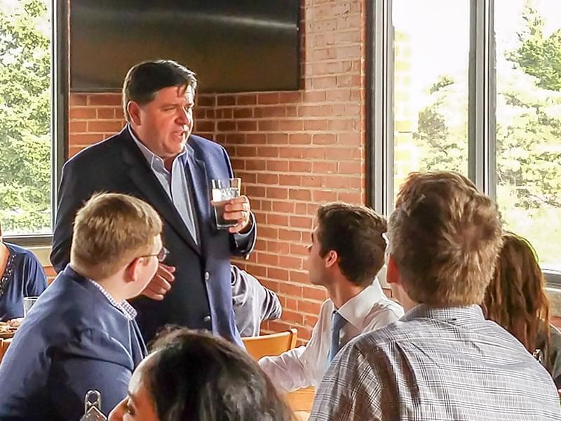 JB Pritzker meeting with students. 