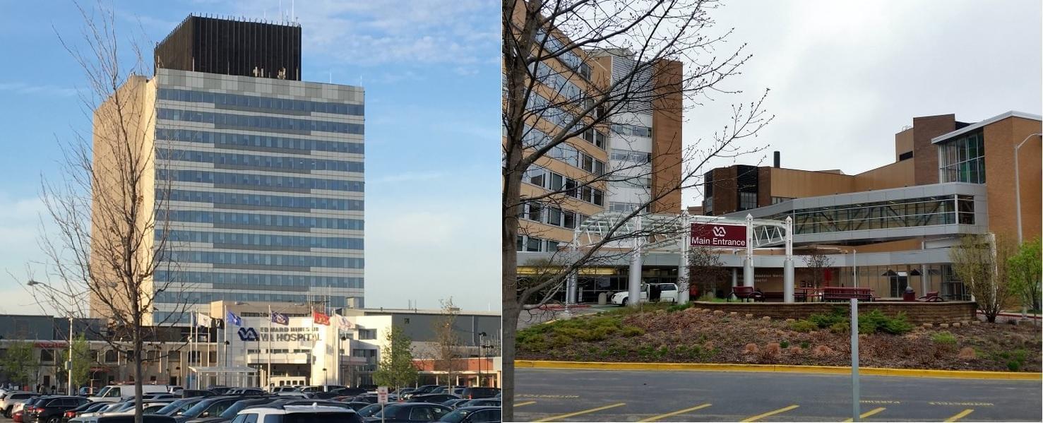 Veterans Administration hospitals in the Chicago area, left, and Madison, Wis.