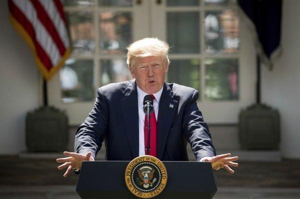 President Donald Trump speaks about the U.S. role in the Paris climate change accord, Thursday, June 1, 2017, in the Rose Garden of the White House in Washington.