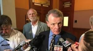 House Speaker Michael Madigan speaks with reporters after the first meeting of Illinois' four legislative leaders in six months.