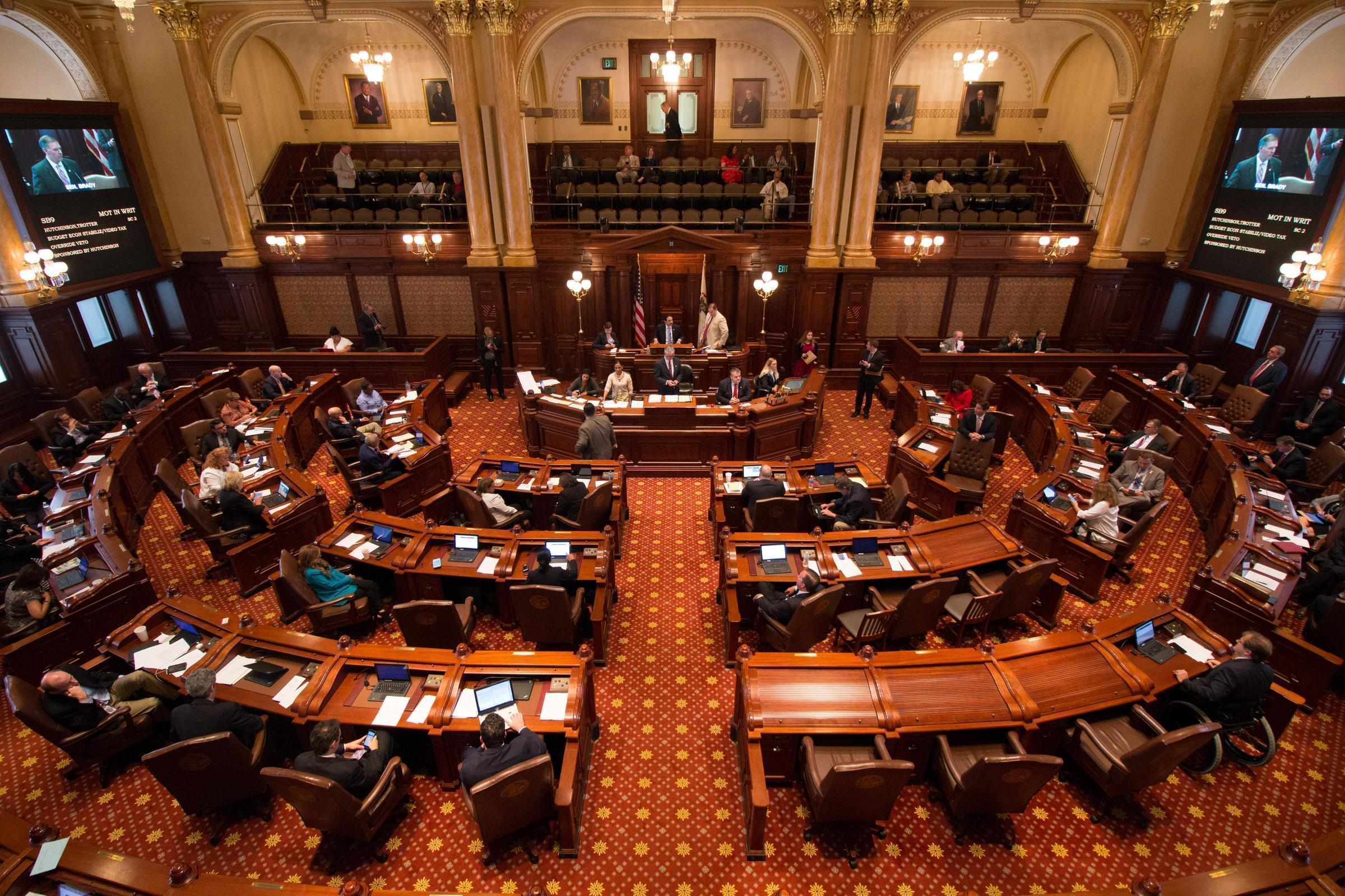 The Illinois Senate on July 4, 2017, as it was overriding Gov. Bruce Rauner's veto of Illinois' first full budget in two years.