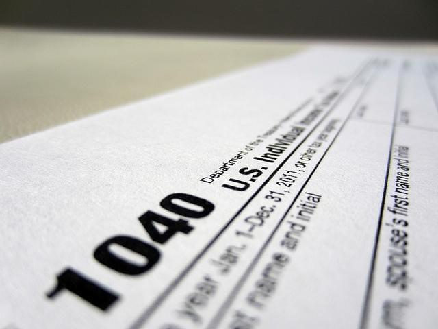 A 1040 Federal income tax form.