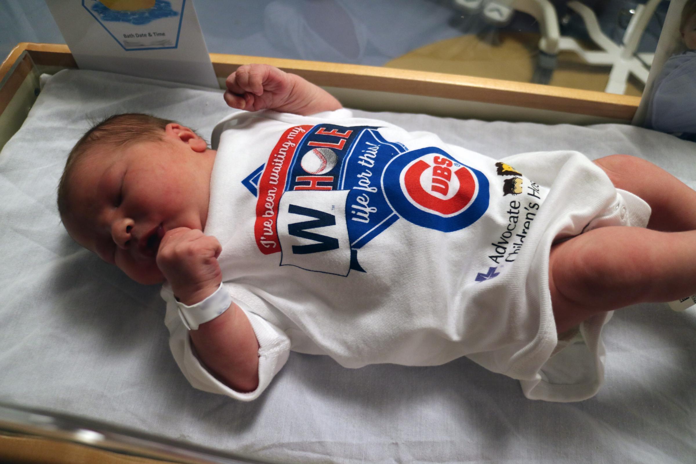 Last fall Advocate BroMenn gave away special onesies for the Cubs World Series win.