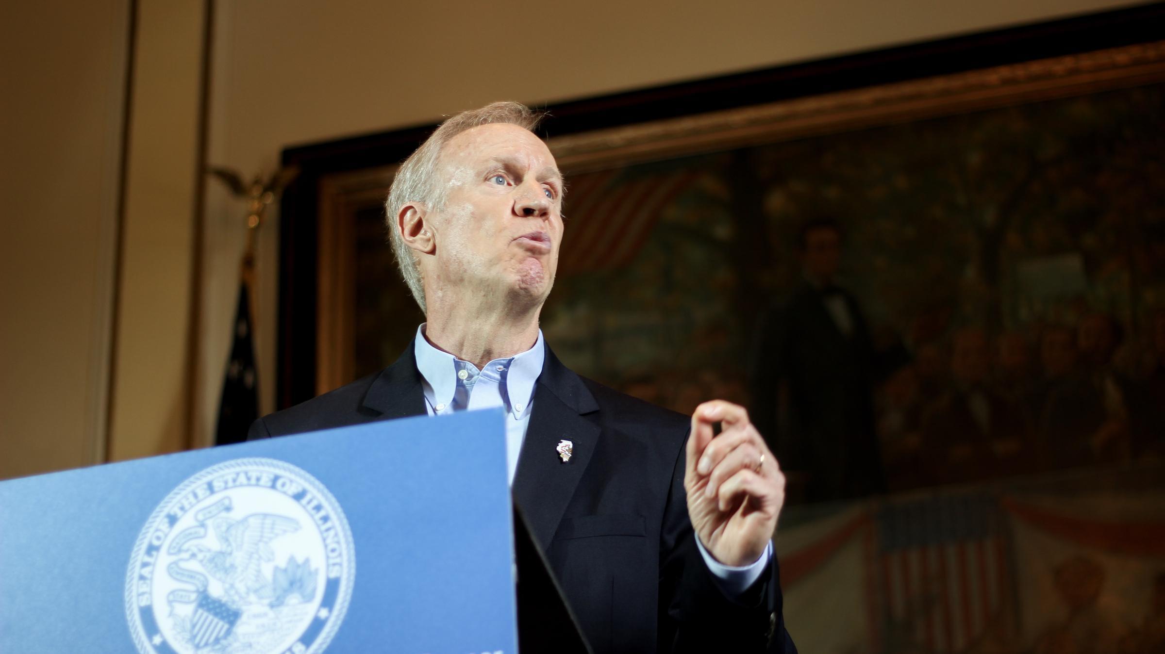 Governor Bruce Rauner announces his amendatory veto of Senate Bill 1 on August 1.