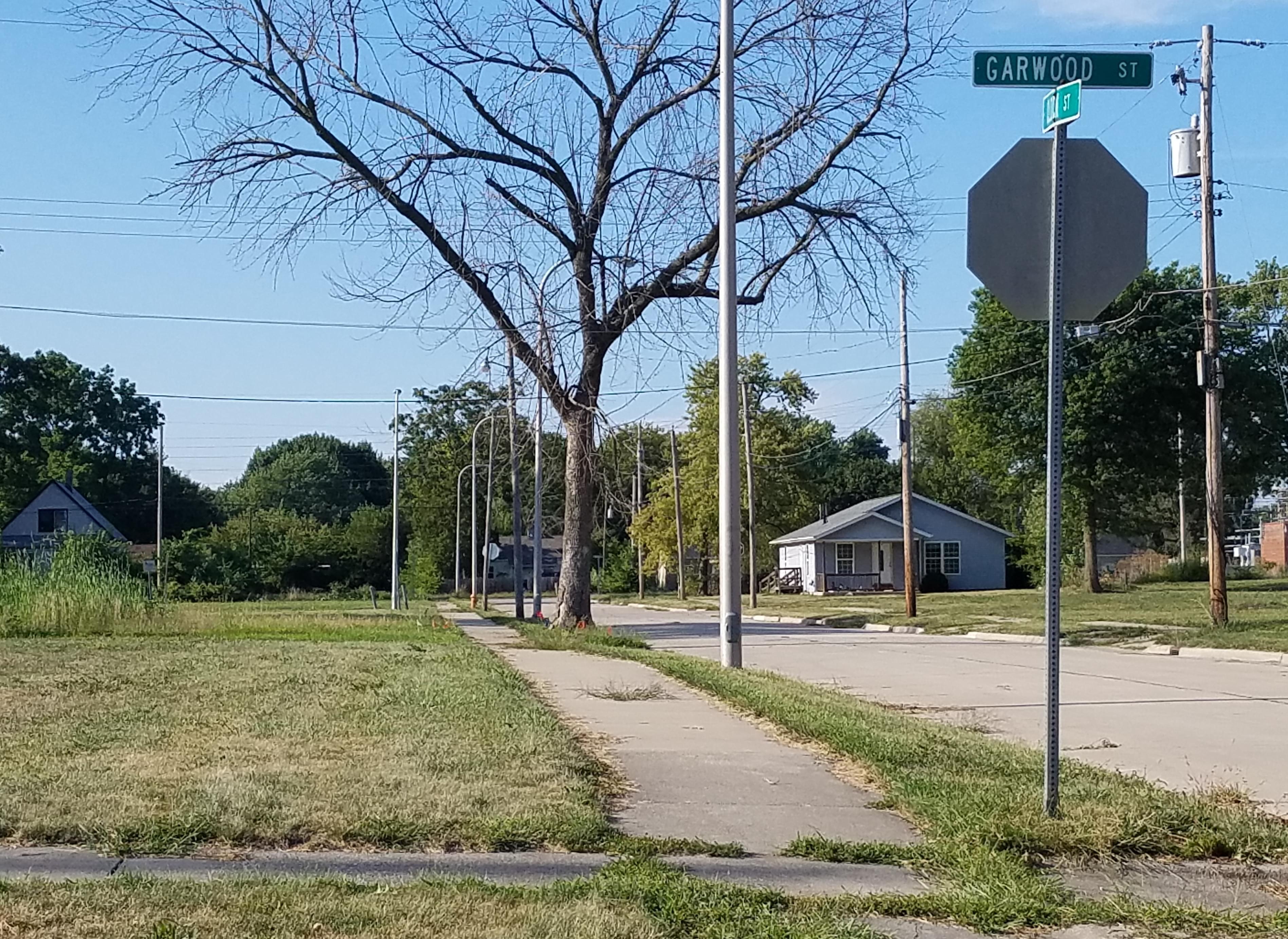 Mostly vacant lots, as seen from the corner of Garwood and Clock Streets in Bristol Place.