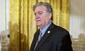 Steve Bannon arrives to a swearing-in ceremony of White House senior staff in the East Room of the White House on Jan. 22.