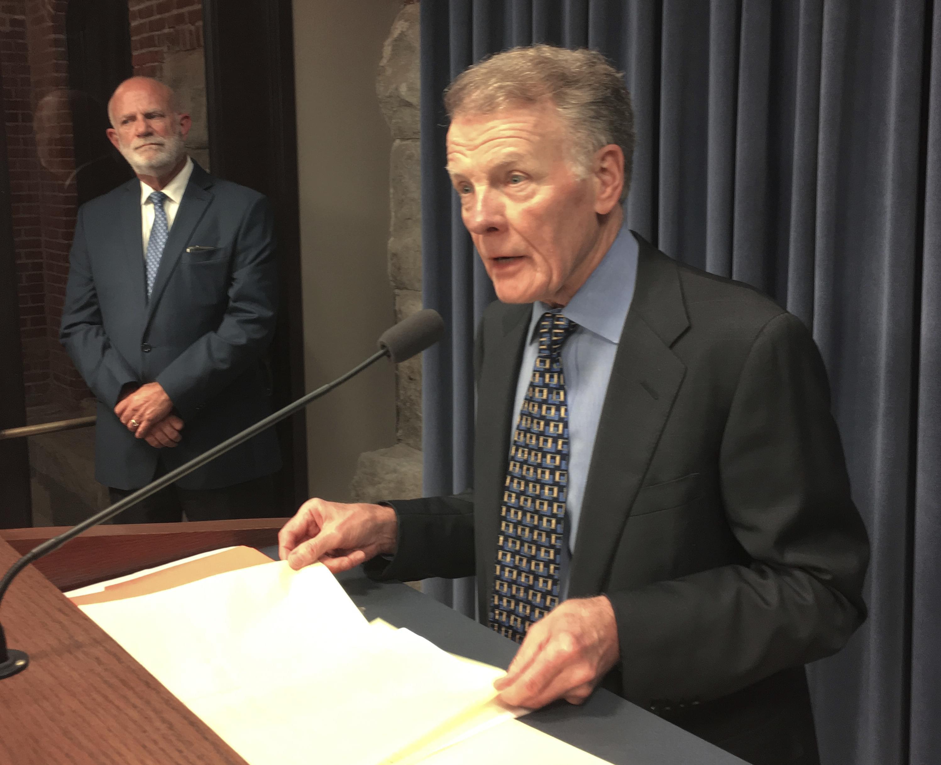 Illinois House Speaker Michael Madigan speaks at a news conference, Wednesday, Aug. 16, 2017 in Springfield, Ill. 