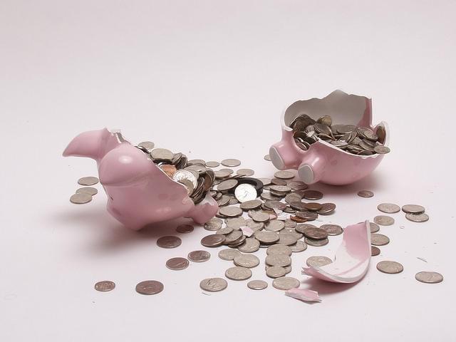 A broken piggy bank.