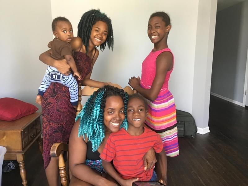 Kellia Phillips is pictured with four of her children: Journee, 7 months, Jaleece, 15, Janae, 13, and Johnnie, 6.