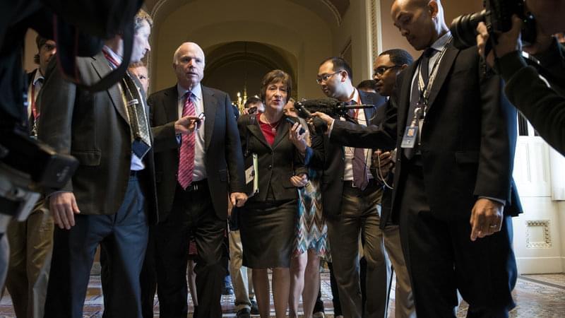 Sens. John McCain, R-Ariz., and Susan Collins, R-Maine (seen in 2013), along with Sen. Rand Paul, R-Ky., have announced firm opposition to the latest GOP health care bill.