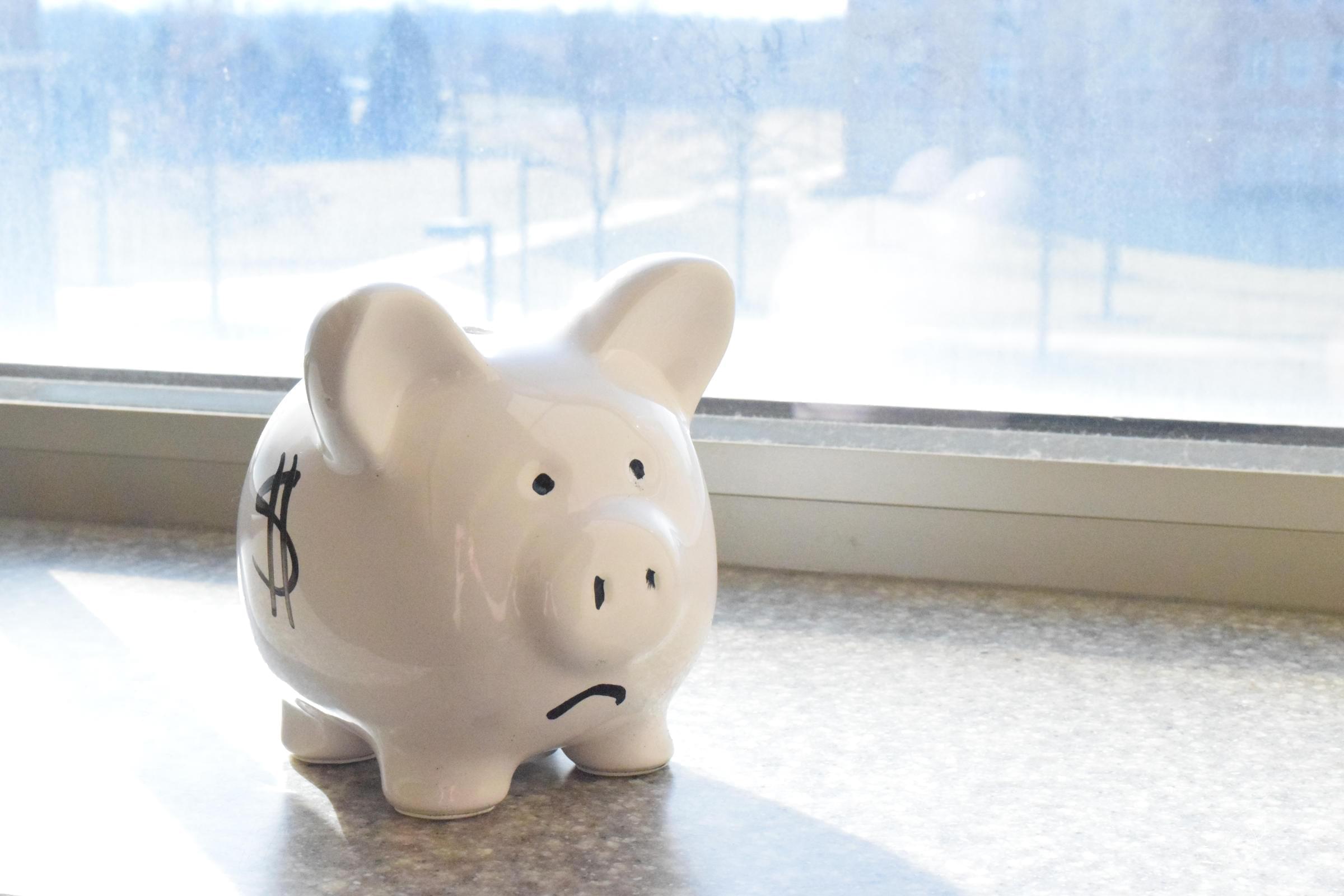 Sad face piggy bank.