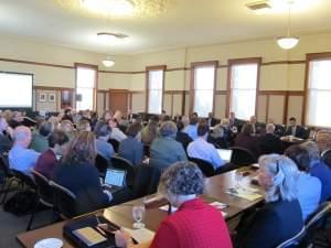 The special meeting of the NIU Board of Trustees drew a full house to the Altgeld Hall board room Thursday morning.