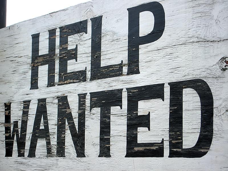 Help wanted sign.