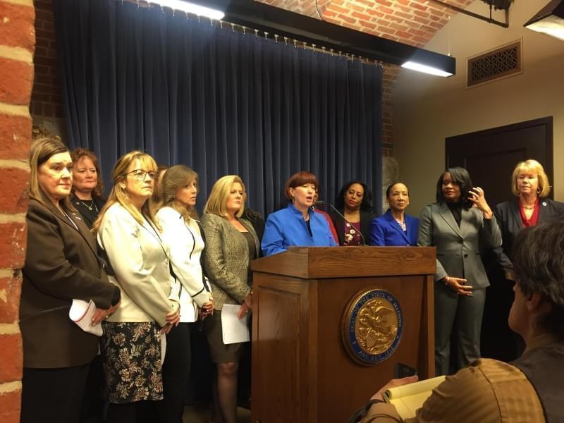 Female State Senators at Press Conference Announcing Creation of Women's Caucus.