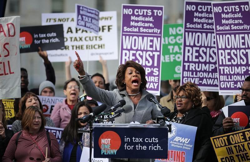 Rep. Maxine Waters, D-Calif., addresses a rally against the Republican tax plan outside the U.S. Capitol on Nov. 1.