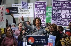 Rep. Maxine Waters, D-Calif., addresses a rally against the Republican tax plan outside the U.S. Capitol on Nov. 1. 