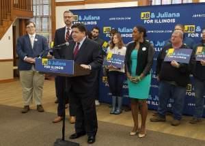 Democratic gubernatorial hopeful J.B. Pritzker campaigns at the University of Illinois with State Treasurer Mike Frerichs  and running mate & St. Rep. Juliana Stratton